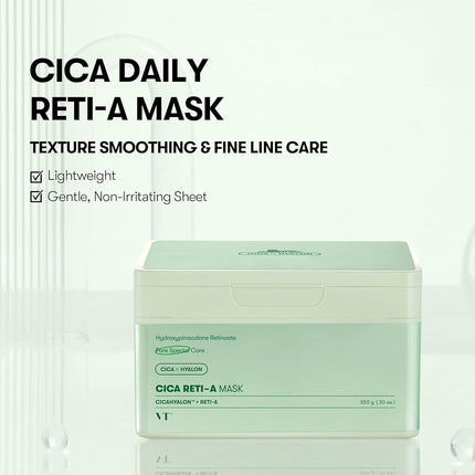 VT COSMETICS Cica Retia Mask Sheet 30 Pcs, Retinol Complex 11.83oz(350g)