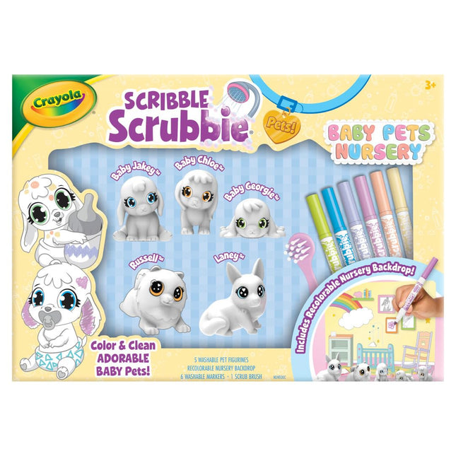 CRAYOLA Guardería de Mascotas Bebé Scribble Scrubbie, Regalo para Niñas y Niños, Edades 3+