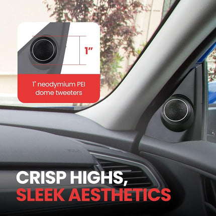 6.5” Two Way Coaxial Speaker System for 2006 and Up Vehicles, 300 Watts, 4 Ohm, Butyl Rubber Surround, 1'' High-Temperature KSV Voice Coil, Black Sandblasting Paper Cone