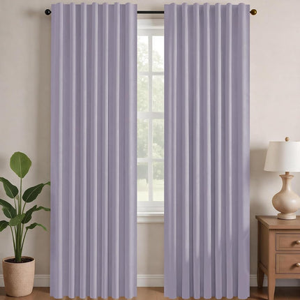Deconovo Rod Pocket and Back Tab Blackout Curtains for Living Room Thermal Insulated Room Darkening Curtains 42Wx95L Inch Light Purple 2 Panels