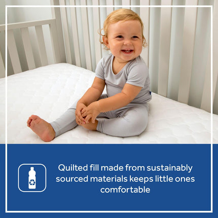 Sealy Waterproof Fitted Crib/Toddler Mattress Pad Cover 2-Pack - 100% Waterproof, Deep Fitted Stretch Skirt, Machine Washable & Dryer Friendly 52”x28” - 2 Protector Pads (White)