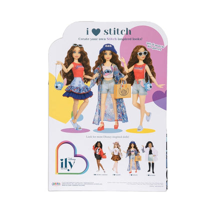 Disney ily 4EVER Fashion Dolls Stitch 30cm/11.5" Tall with 13 Points of Articulation, Two Complete Mix-and-Match Outfits and Glittery Mickey Ring for You!, Wavey Brown Hair