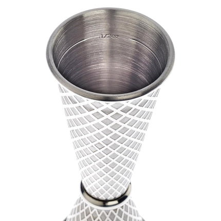 Barfly 1 x 2 oz. Diamond Lattice Etch Japanese Style Jigger, Stainless Steel
