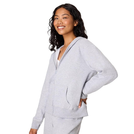 Hanes womensO4637Women's Fleece Full Zip Hood Long Sleeve Hoody - Gray - XX-Large