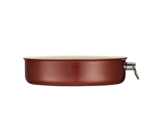 Cacerola antiadherente Tramontina Cerámica de 9.5 pulgadas, molde redondo de aluminio de gran calibre con revestimiento cerámico antiadherente, apto para lavavajillas y horno (cobre metálico)