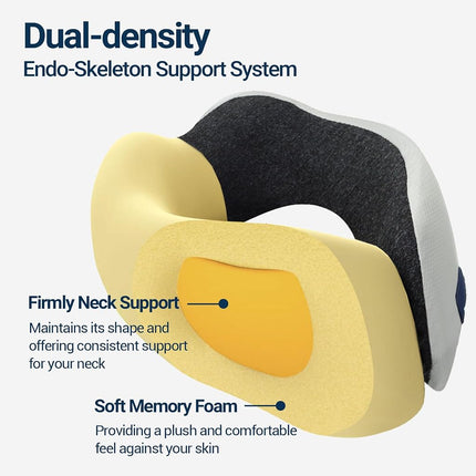 Season Guard Travel Head Support Neck Pillow, Cervical Spine Support Pillows for Flight Headrest Sleep, Cozy Soft Airplane Car Office Rest Adult Kids, A01 Wide Strape with Breathable Cover, Light Grey