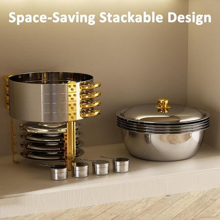 Réchauds de Buffet, Lot de 4 Réchauds Ronds de 4,7 L [Couleurs Or et Argent Élégantes] Serveurs et Chauffe-plats en Acier Inoxydable pour Traiteur Événements Fêtes Dîners avec Kit Complet