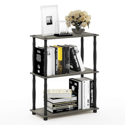 Furinno TURN-N-TUBE 3-Tier Tool-Free Corner Open Shelf, French Oak