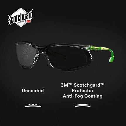3M Solus CCS Series, SCCS02SGAF-GRN-F, Scotchgard Anti-Fog Coating, Gray AF-AS Lens, Foam Gasket