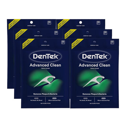 DenTek Triple Clean Floss Picks, No Break Guarantee, 150 Count, Pack of 6