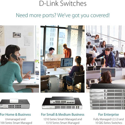 D-Link DGS-1016D 16-Port Green Ethernet Copper Gigabit Switch, Hub, Internet Splitter, Metal, Fanless, Plug and Play - UK Model, black DGS-1016D