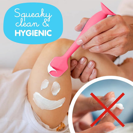 Spatule à crème de change Bumco + mini brosse pour crème de bébé avec étui de voyage – Kit d'application de crème pour les fesses, essentiel de bébé, brosse à crème de change, rose et gris