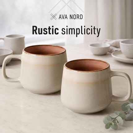 Ava Nord Groß Steinzeug Keramik Kaffeetasse | 2er Set | 600ml | Salbeigrau