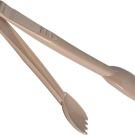 Carlisle FoodService Products Carly Plastic Salad Tong, Serving Utensils for Catering, Home, Restaurant, Parties, Buffet, 9.03 X 1.75 X 3 Inches, Beige, (Pack of 12)