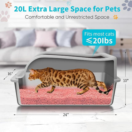 2PACK XL Enclosed Stainless Steel Litter Boxes with Lid & High Sides