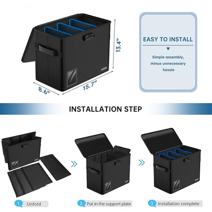 ELOBOON Graded Comic Book Storage for 30 Comics, Fireproof & Water-Resistant & Moistureproof Stackable CGC Comic Book Box with Label Window and Lock, Comic Book Case with Internal Triple Dividers