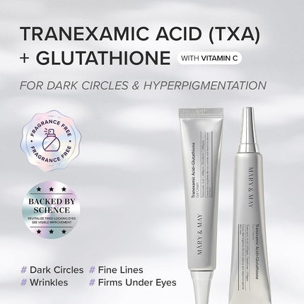Mary&May Glutathione Eye Cream Special Set - Powerful Antioxidant, Reduces Dark Circles in the Eye, Improve Uneven Skin Tone with Vitamin C, 30ml+ Mini 10ml 2 Pack
