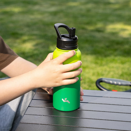 Konokyo Insulated Water Bottle with Straw,40oz 3 Lids Metal Bottles Stainless Steel Water Flask,Bamboo Grove