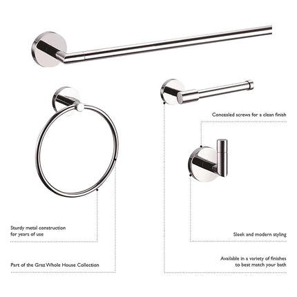 Design House 558304 Graz Modern Towel Ring for Bathroom Polished Chrome