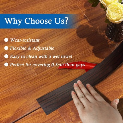 Floor Transition Strip Floor Cover Strips Self Adhesive Flooring Transitions Laminate Floor Strip Vinyl Floor Flat Divider Strip Elegant Wood Grain Design (4cm, 10Ft, Black Walnut)