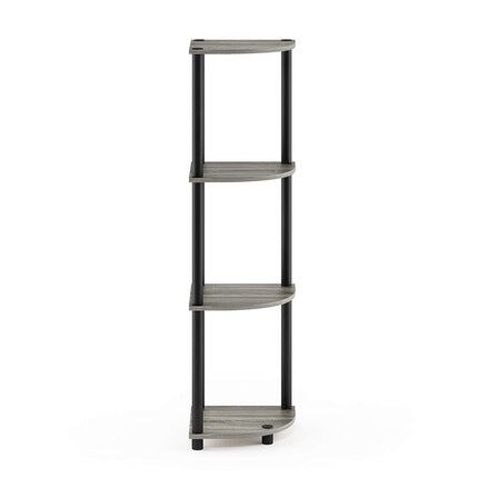 Furinno TURN-N-TUBE Corner Shelf, 4-Tier Corner Bookshelf, Display Storage Shelves with Open Shelves, for Organization and Storage, Living Room, Home Office, Garage, French Oak