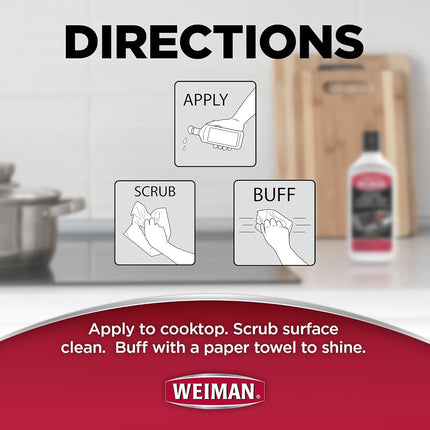 Weiman Cooktop Cleaner Kit - Cook Top Cleaner and Polish, Scrubbing Pad, Cleaning Tool