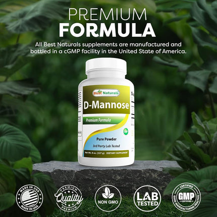 Best Naturals D-Mannose Pure Powder - Urinary Tract Cleanse Supplement - 8 OZ