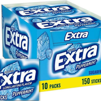 Wrigleys Extra Peppermint Sugarfree Chewing Gum Box Of 10 x 15 Stick Packs