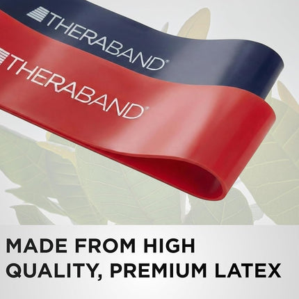 Lot de 4 bandes de résistance TheraBand, Kit de 4 boucles de 30 cm pour les entraînements des jambes et des fessiers, Niveaux débutant à avancé pour l'exercice, la rééducation, la physiothérapie, les étirements, la musculation