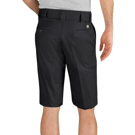 Dickies Bermuda elástica de sarga para hombre, corte ajustado, 11 pulgadas, color negro, talla 33