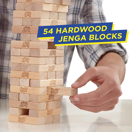 Jenga Game - Classic Strategy Games with Wooden Blocks - 1 or More Players - Toys for Kids and Board Games - Ages 6+