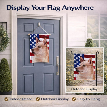 Caroline's Treasures CK6472GF Bandera de tamaño de jardín con bandera americana de perro de Canaán, pequeña, multicolor