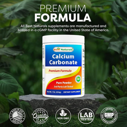 2 Pack - Best Naturals Calcium Carbonate Powder 1 Pound (Total 2 Pound) - Food Grade