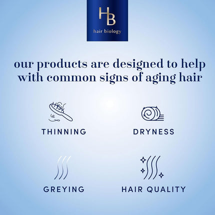 Hair Biology Purple Shampoo and Conditioner Set for Grey Hair with Biotin, Safe for Colour-Treated Hair, Silver & Glowing Collection, 12.8 fl oz Each
