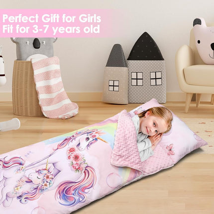 Unicorn Rainbow Sleeping Bag Nap Mat Removable Pillow,Slumber Bag Christmas
