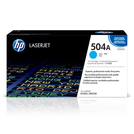 HP CE251A 504A Original LaserJet Toner Cartridge, 