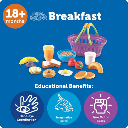 Learning Resources New Sprouts Breakfast Basket, Pretend Play Toy for Toddlers, Preschool Learning Toys, Kitchen Play Toys for Kids