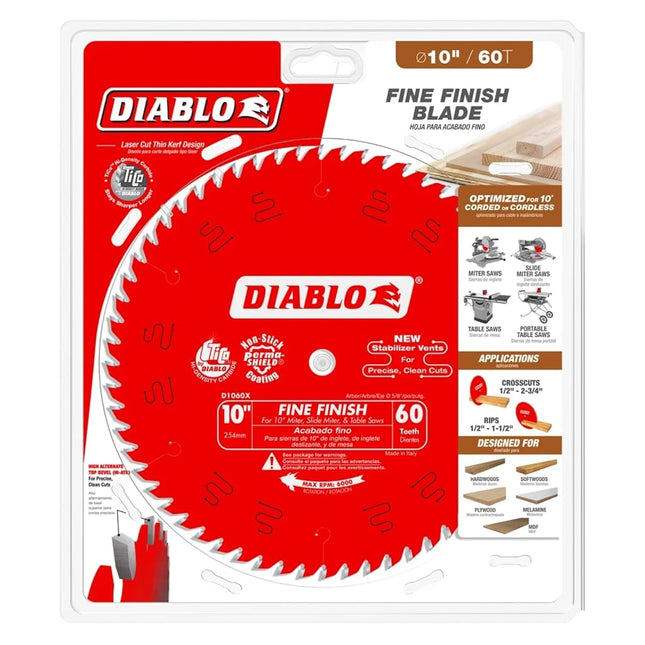 Freud Diabo by D1060X 10" x 60 Tooth Fine Finish Saw Blade