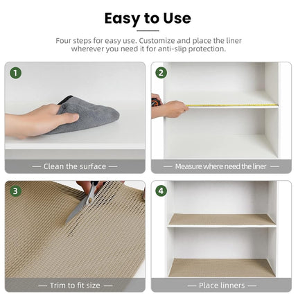 BAGAIL Non-Adhesive Shelf Liner, Thick Strong Grip Drawer Liners for Kitchen Cabinets, Heavy-Duty Easy Cut Cabinet Liners for Shelves, Pantry, Bathroom Cupboards - 45 * 600cm, Beige