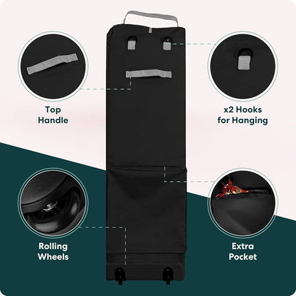 Bolsa de almacenamiento con ruedas Handy Laundry para árbol de Navidad artificial de 9 pies. Bolsa con cremallera, asas de transporte y ruedas para facilitar el transporte. Protege contra el polvo, los insectos y la humedad. (NEGRO)