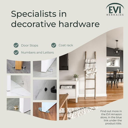 EVI | Wall Mounted Doorstop | 0.7'' x 1.37'' | Natural Silicone Black Rubber | Adhesive or Screw Installation | Stainless Steel | Mod. I-254