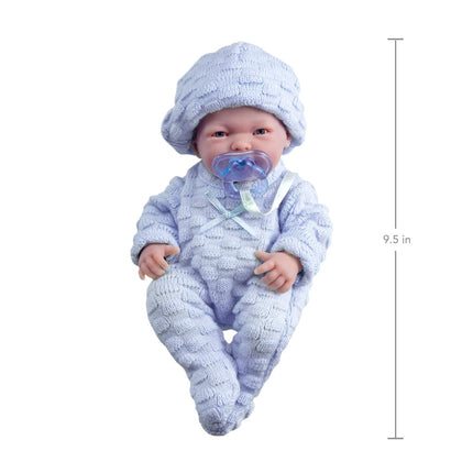 JC Toys - Mini La Newborn First Day | Anatomically Correct Real Boy Baby Doll | 9.5" All-Vinyl | Includes Knit Outfit, Hat and Pacifier | Designed by Berenguer | Ages 2+