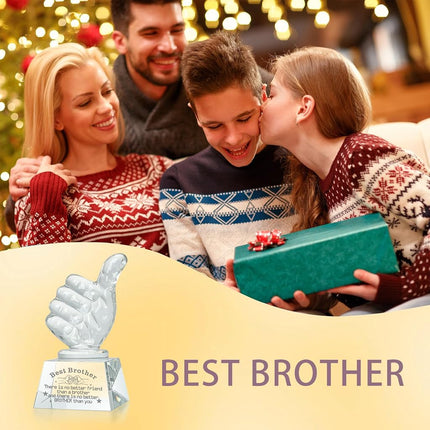 LONGWIN Gifts for Brother Adult Crystal Awards with Thumbs Up, Birthday from Sister Brother, Unique Presents