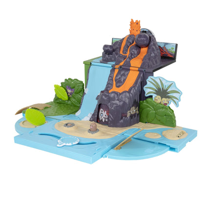 Juego de Volcán Pokémon Carry 'N' Go con 4 figuras de 2 pulgadas incluidas: Pikachu, Charmander, Bulbasaur y Squirtle - Llévalo a todas partes - Sets de juego para fans infantiles - Exclusivo de Amazon