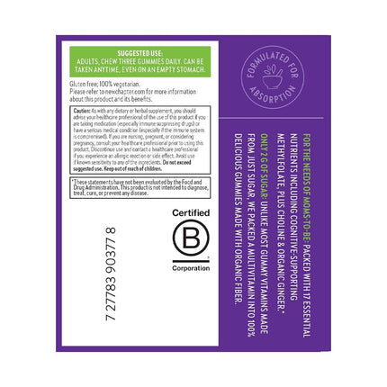 New Chapter Prenatal Multivitamin Gummies – 71% Less Sugar, Prenatal Gummies for Mom & Healthy Baby with Prenatal Vitamins Methylfolate, D3, Choline & Ginger, Non-GMO, Gluten Free, Berry Citrus, 90ct
