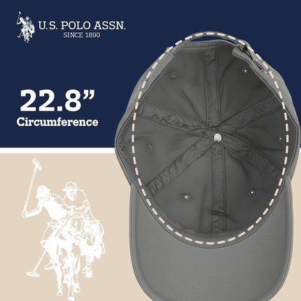 U.S. Polo Assn. Gorra de béisbol de algodón de sarga lavada ajustable para hombre con logotipo de pony y visera curvada, gris claro, talla única