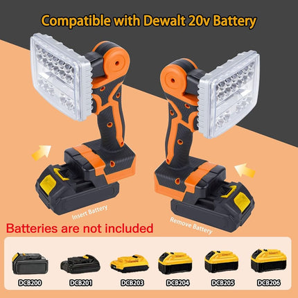 Cordless LED Work Light Compatible with DeWalt 20V Battery Battery, Portable Flashlight Lamp with Charging Phone for Auto Repair Outdoor Construction Job Sites (Tool Only, Not Made by DeWalt)