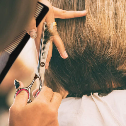 8 Pcs Hair Cutting Scissors Set - Hairdressing Scissors Kit, Thinning Scissor, Bangs Trimmer, Hair Comb, Leather Case - Professional Barber Salon Home Shear Kit for Men, Women, Pet