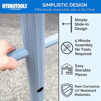 Swimline HYDROTOOLS 89033 Premium Free Standing Poolside Valet Towel Rack Adjustable With Water Weighted Base Three Arms Secure Clips For Outdoors & Indoors Pool Patio Poolside Holder Drying Stand