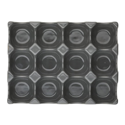 Rachael Ray Solid Glaze Ceramics Egg Tray/Holder, 12 Cup, Dark Gray